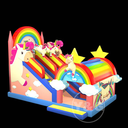 Pink unicorn inflatable slideYGS-08